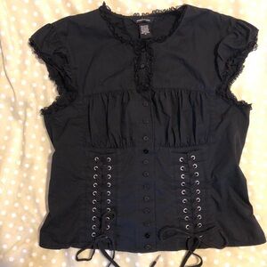 Moda International Black Corset style Lace Top